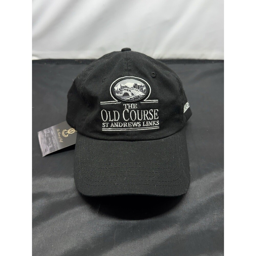 St. Andrews Links The Old Course Hat Black Embroidered Strapback Golf Dad Hat